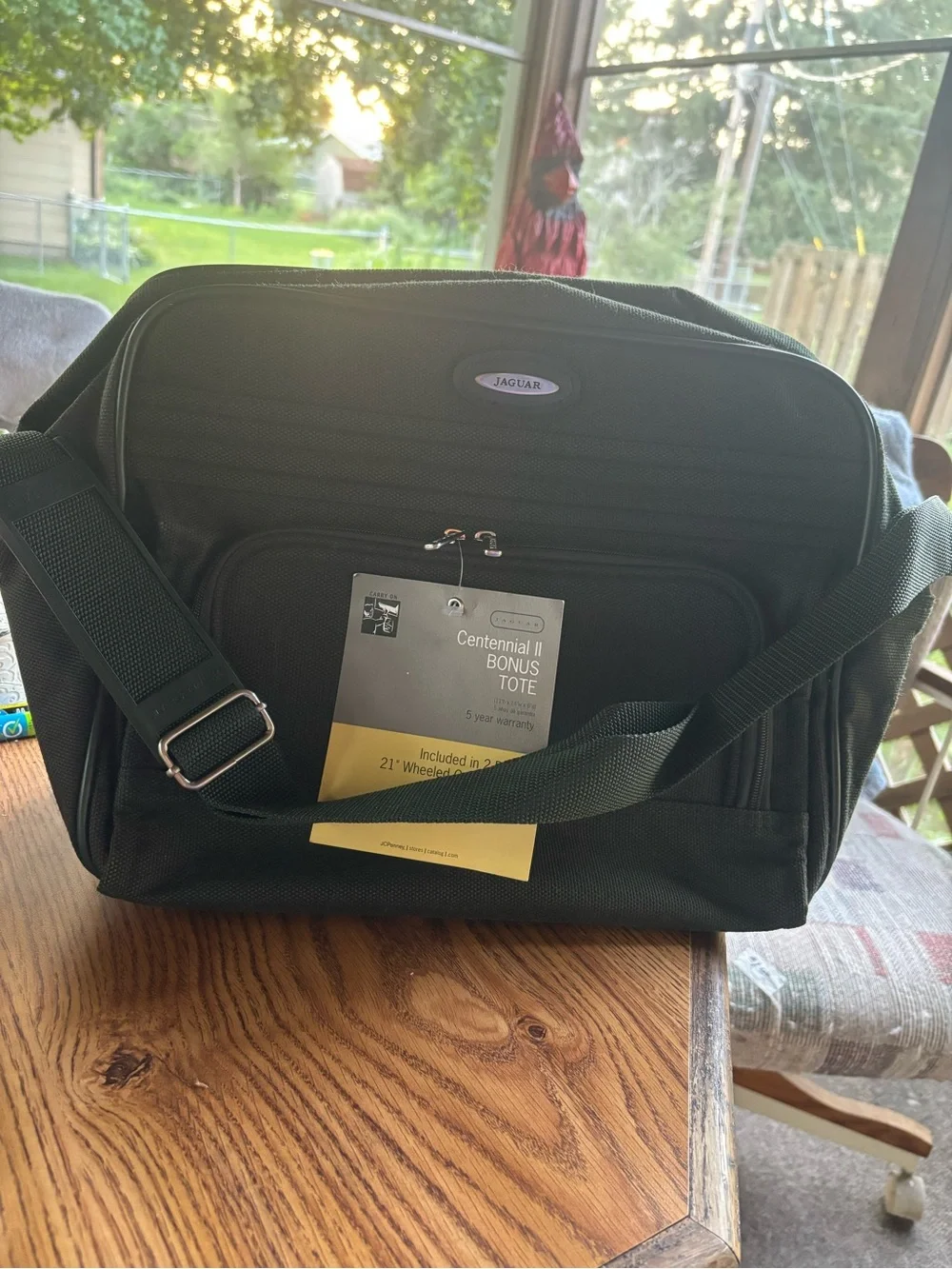 Centennial II Green Travel Tote with outside pockets 11x14x6